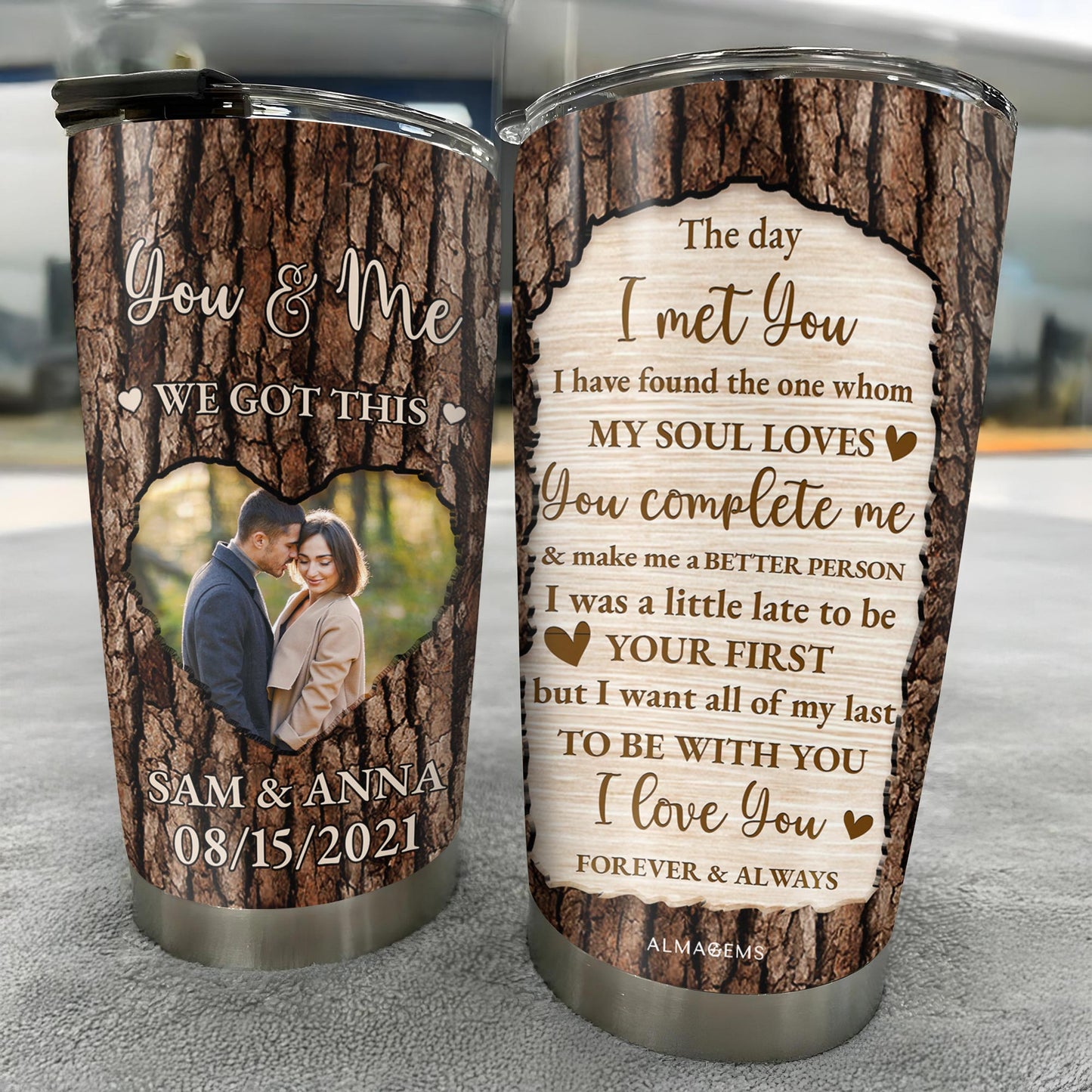 You & Me We Got This, Romantic Love Message With Tree Bark Design