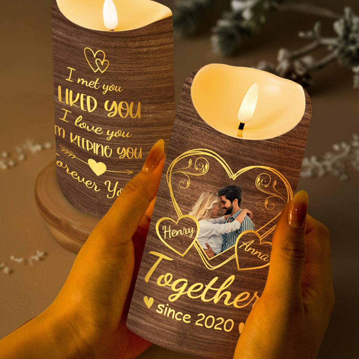 I Met You I Liked You Love and Keeping You Forever Candle - Personalized Custom LED Candle - CPL152_LECA