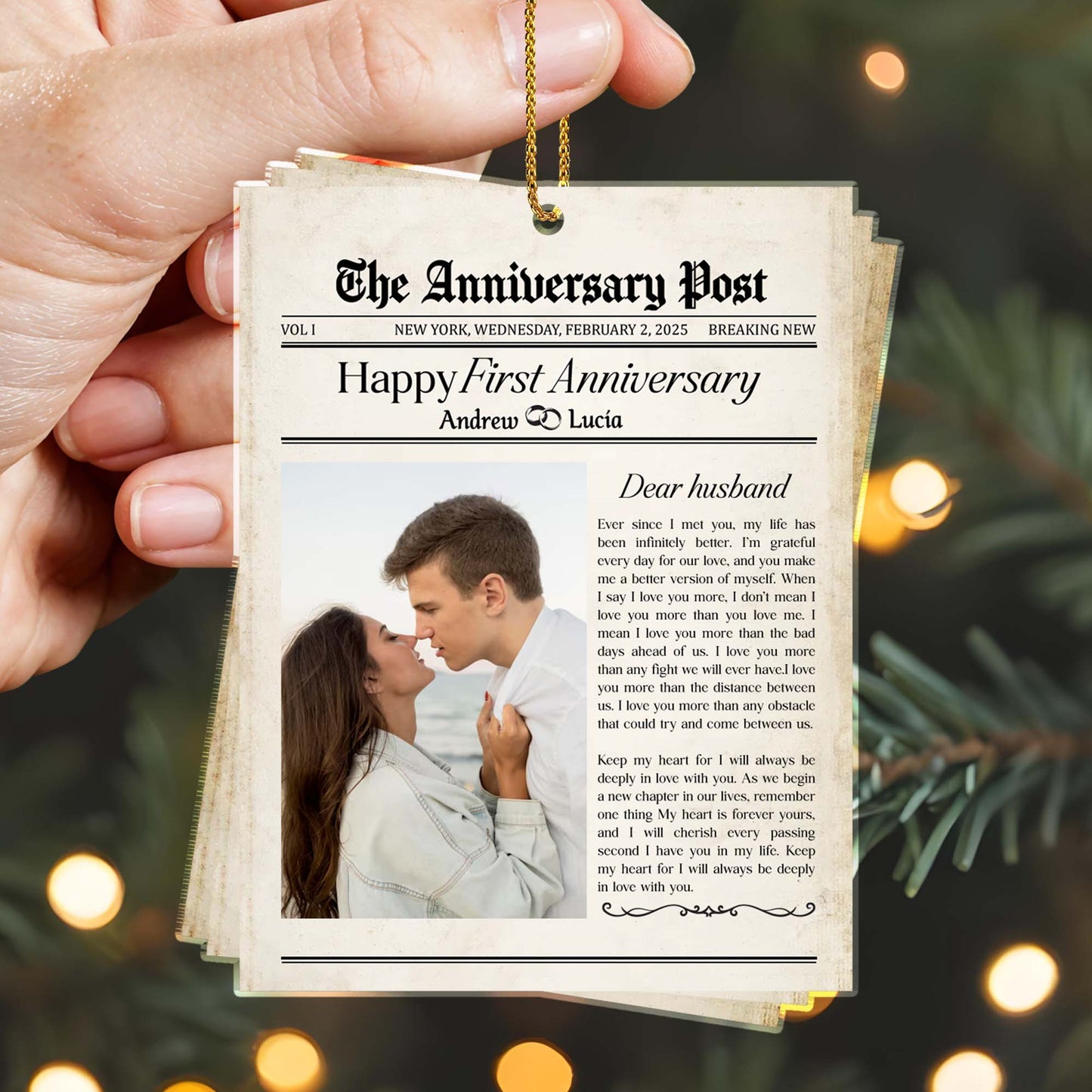 Happy First Anniversary Dear Husband Newspaper Clipping