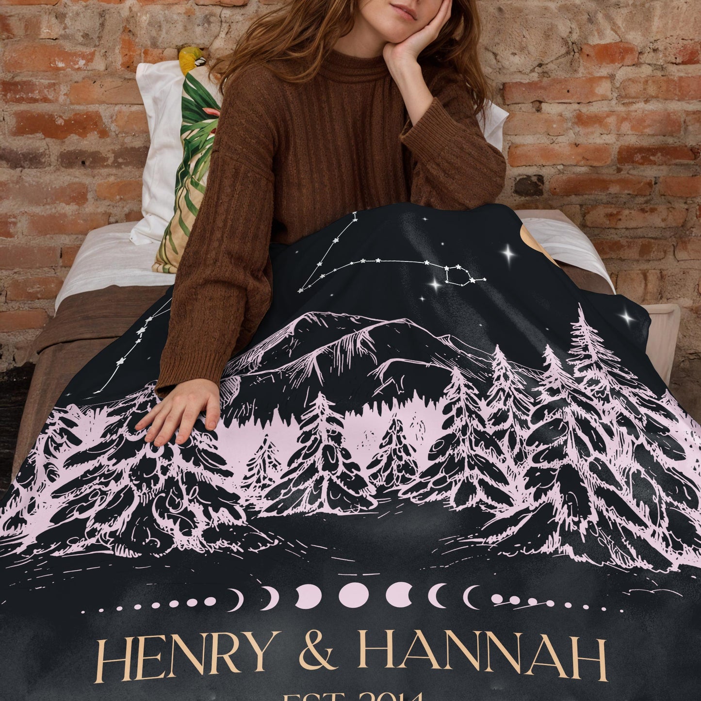 Starry Mountains And Moonlight Nights With Trees And Stars