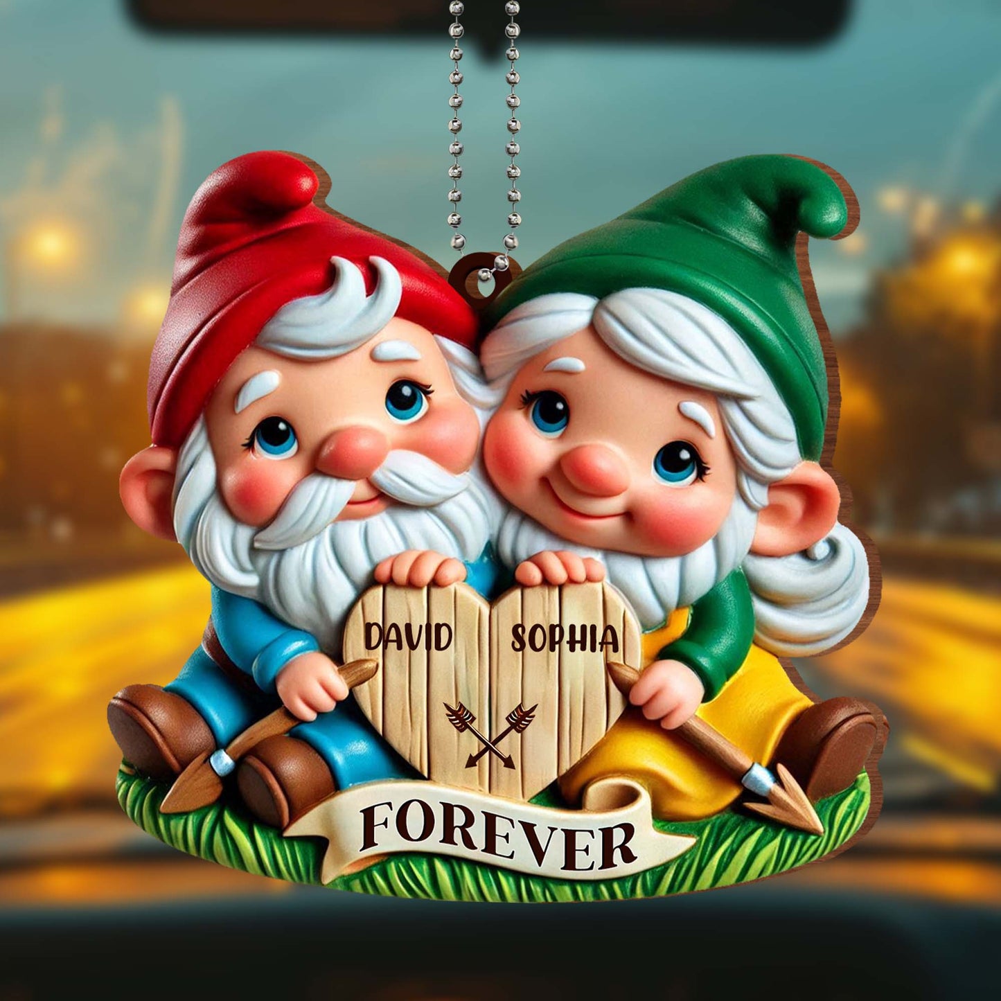 Together Forever Gnomes Wooden Sign Ornament