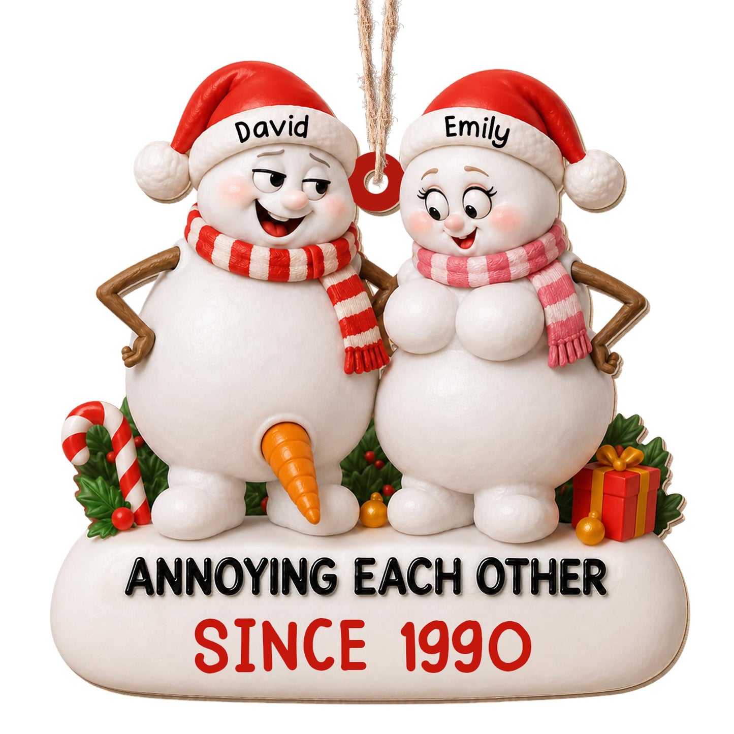 Annoying Each Other Since Funny Snowman Couple Ornament - Personalized Custom Wood Ornament, Custom Shaped - CPL1737_WDO