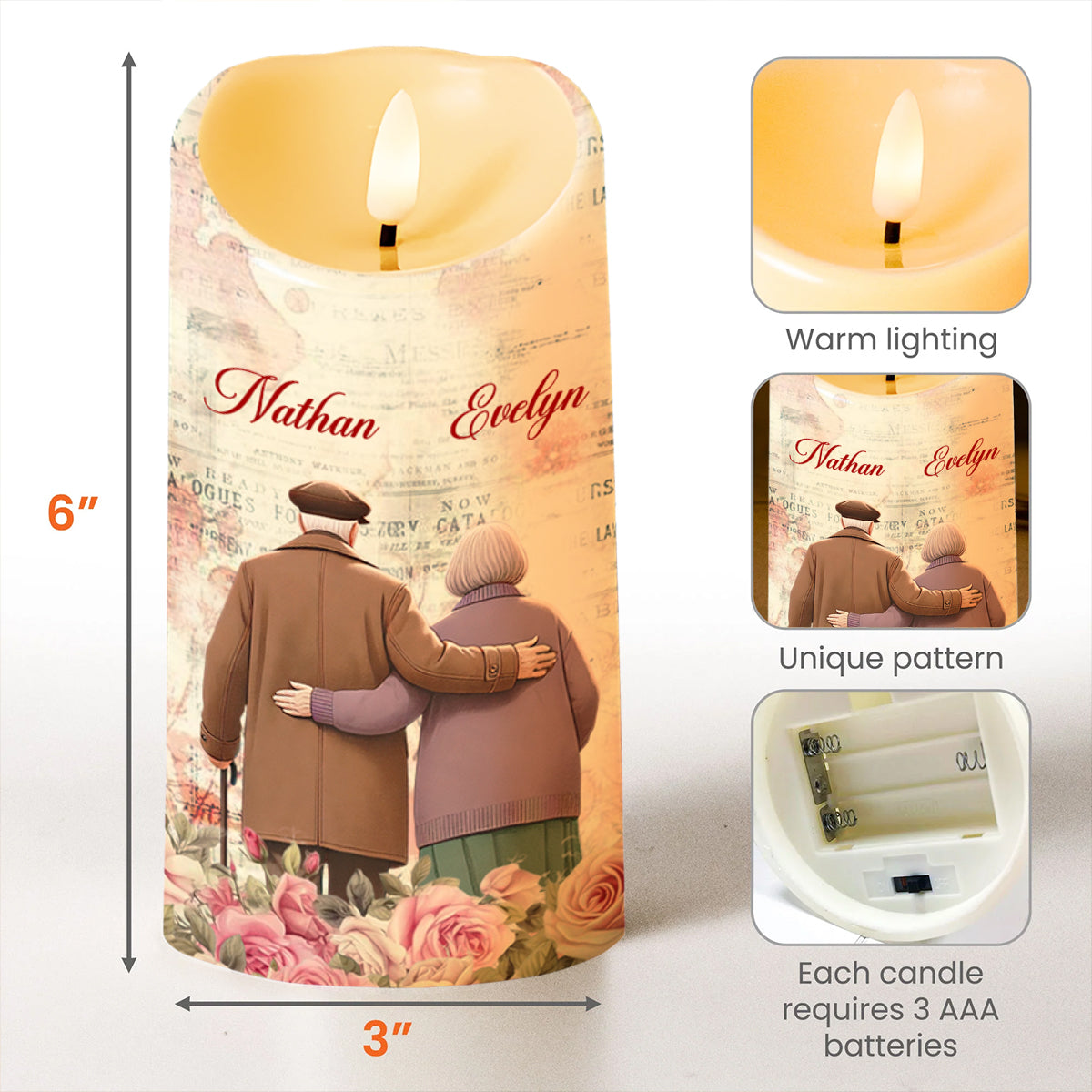 I Loved You Then, I Love You Still Romantic Candle With Rings And Roses