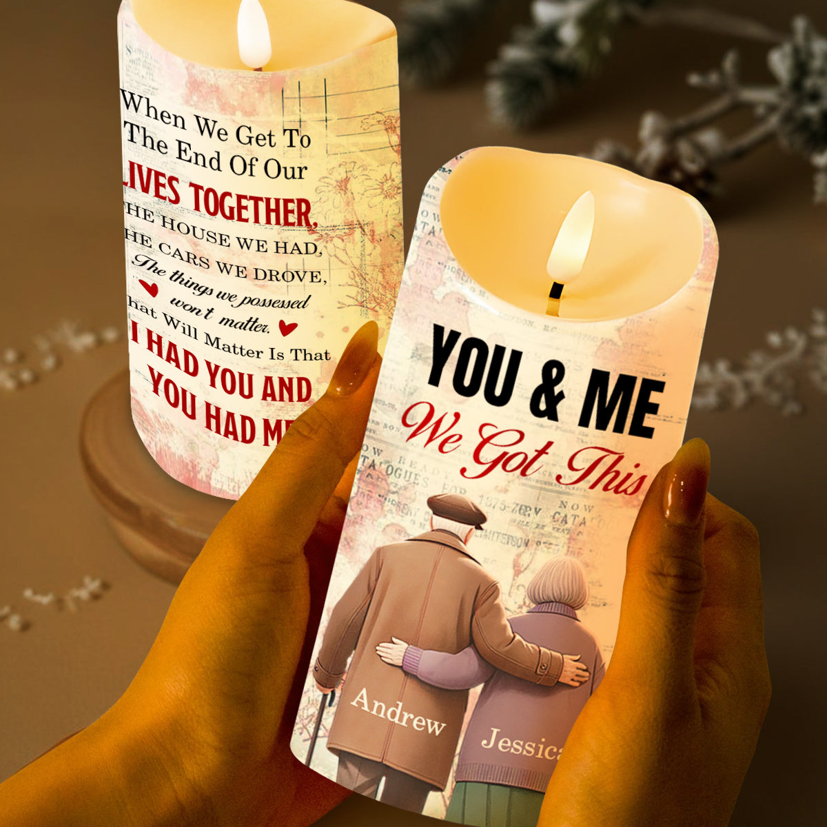 You & Me We Got This, Couple Embrace LED Candle