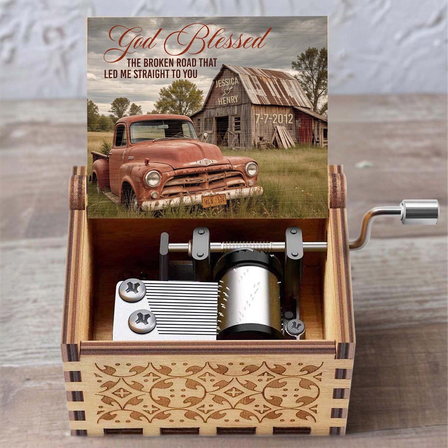 God Blessed The Broken Road That Led Me Straight To You With Old Truck And Barn Design