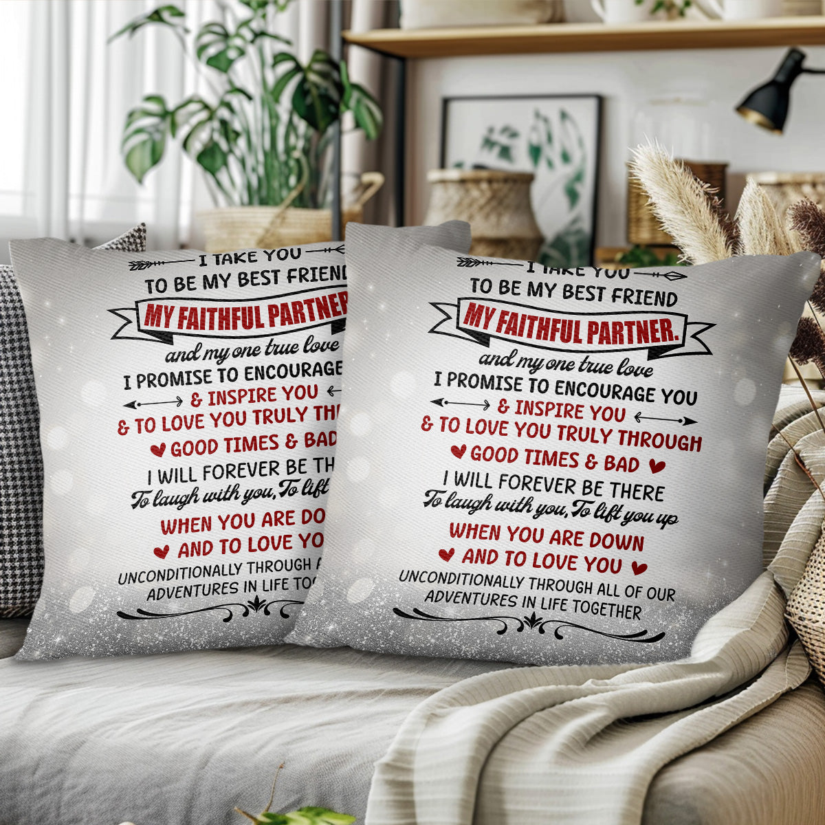 Faithful Partner Snowy Design Custom Pillow