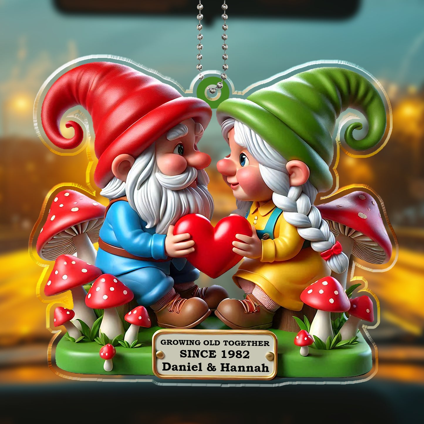 Growing Old Together Gnomes Holding Heart