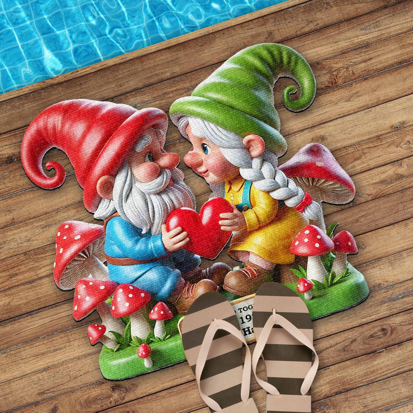 Together Since, Gnomes Sharing Heart Doormat