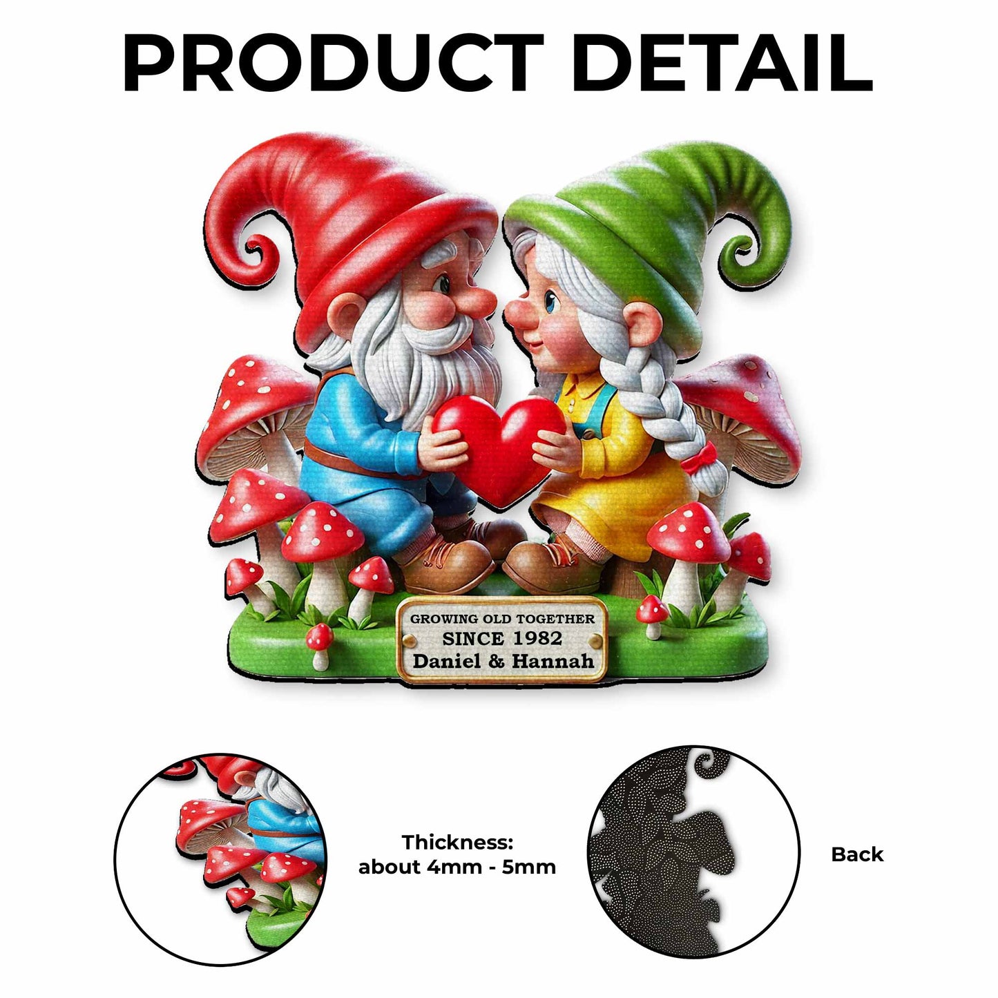 Together Since, Gnomes Sharing Heart Doormat
