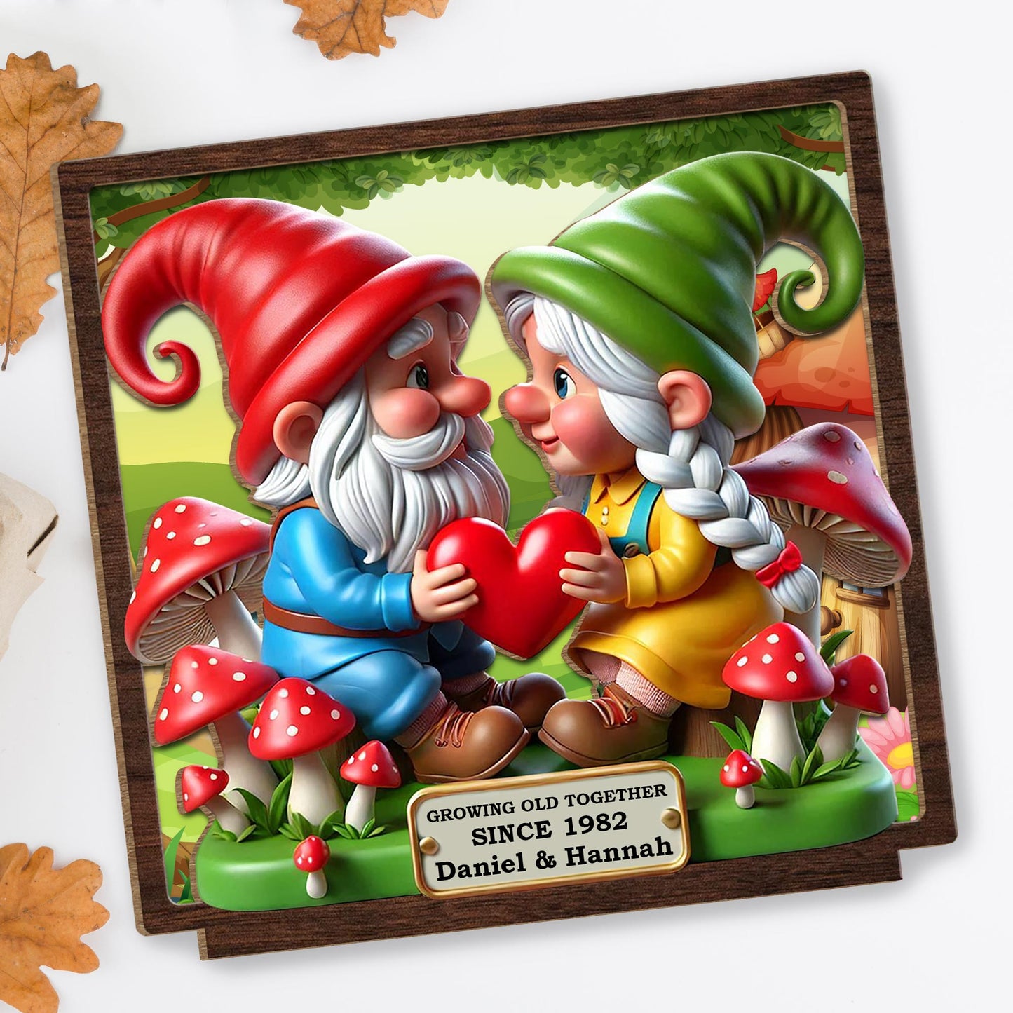 Growing Old Together Since Customized Year With Heart And Gnomes