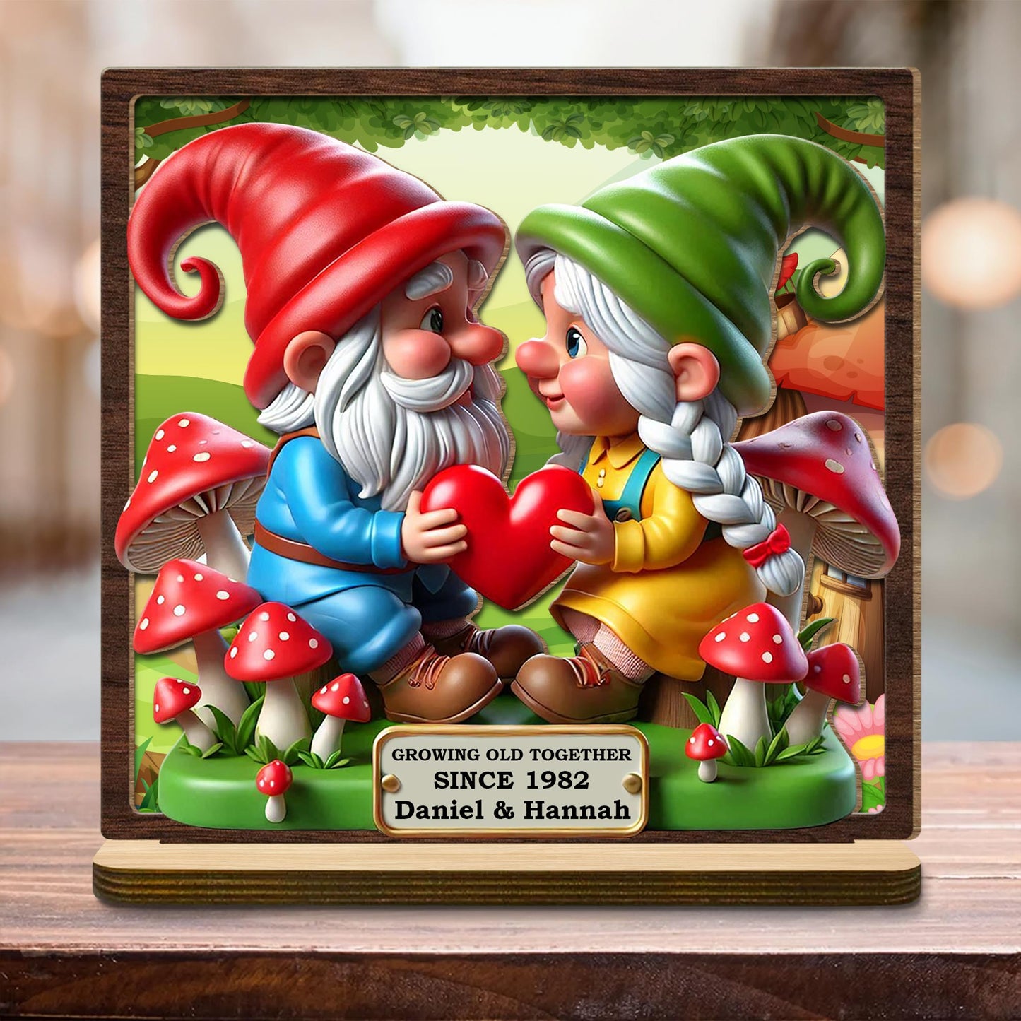 Growing Old Together Since Customized Year With Heart And Gnomes