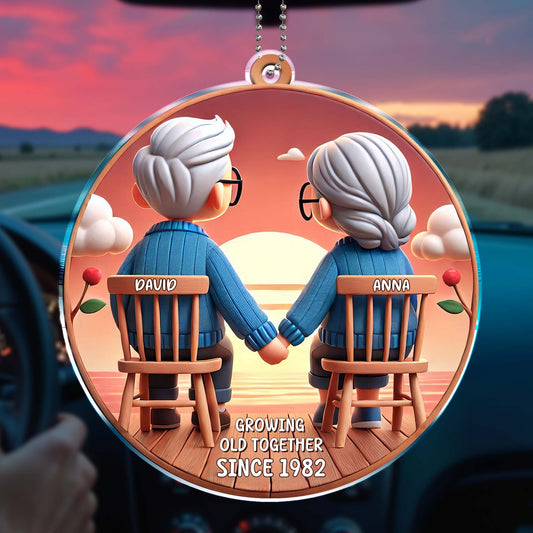 Growing Old Together Couple Holding Hands In Rocking Chairs