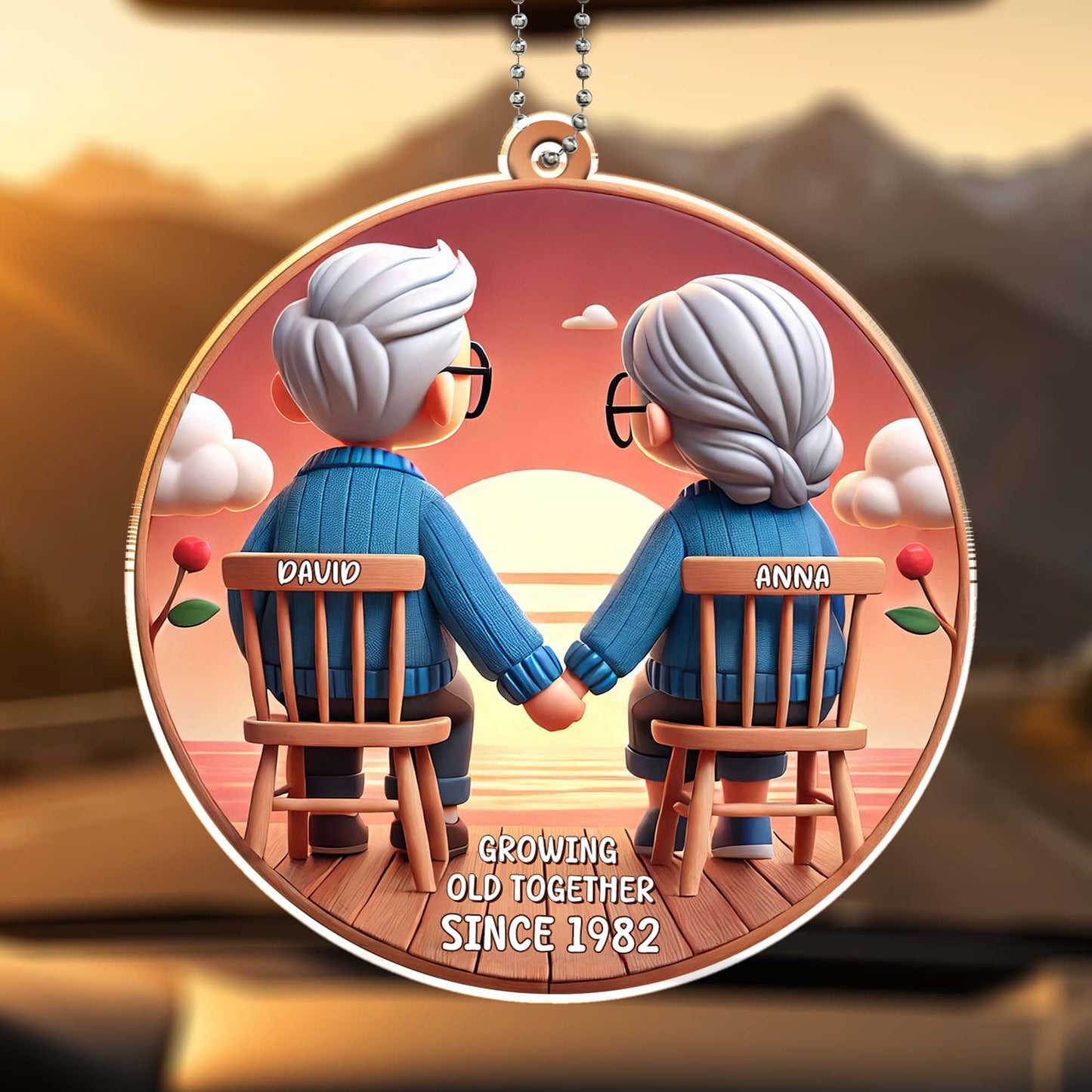 Growing Old Together Couple Holding Hands In Rocking Chairs