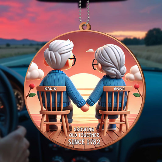 Growing Old Together Elderly Couple Sunset View