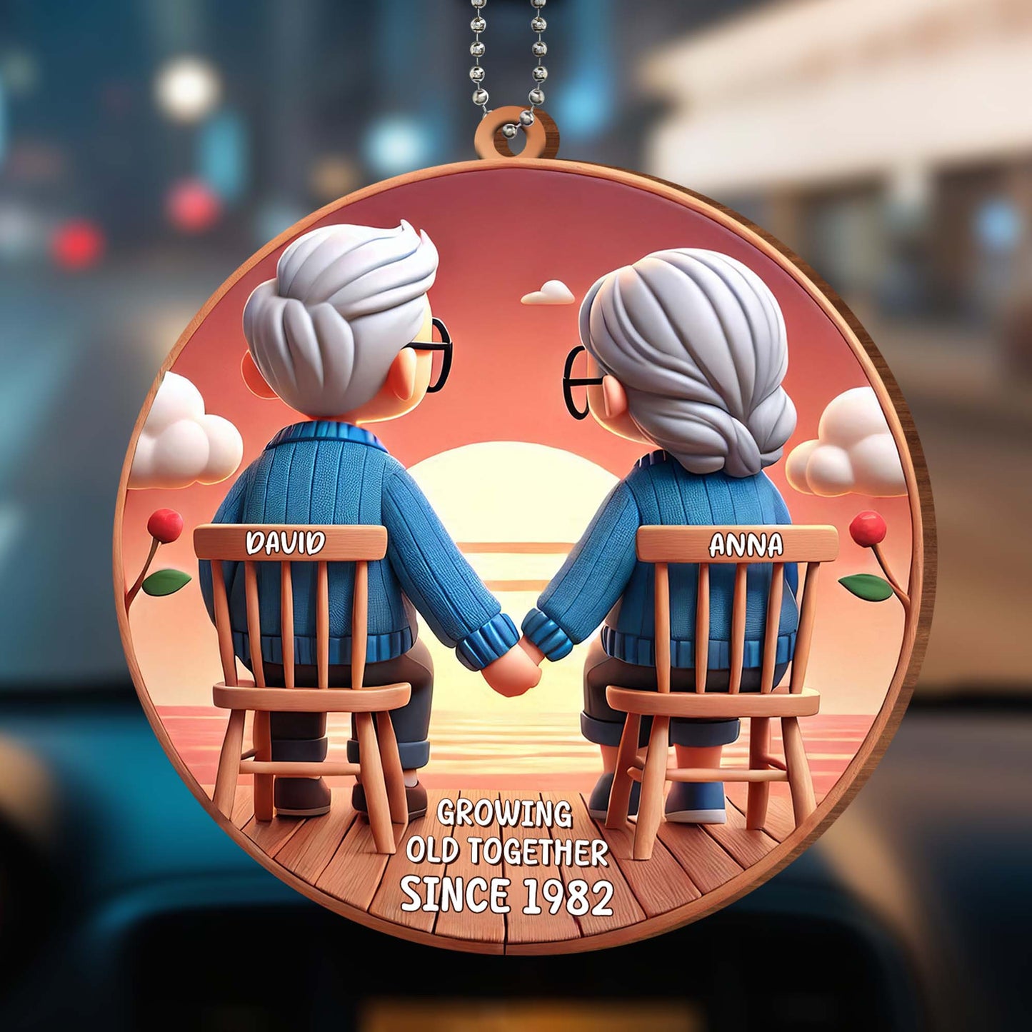 Growing Old Together Elderly Couple Sunset View