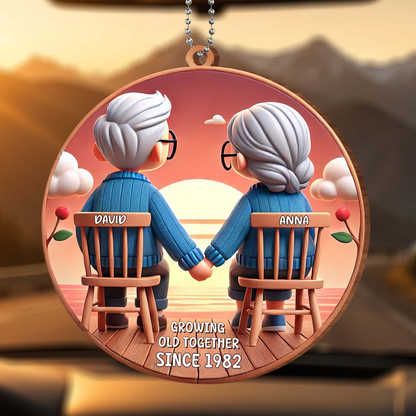 Growing Old Together Elderly Couple Sunset View