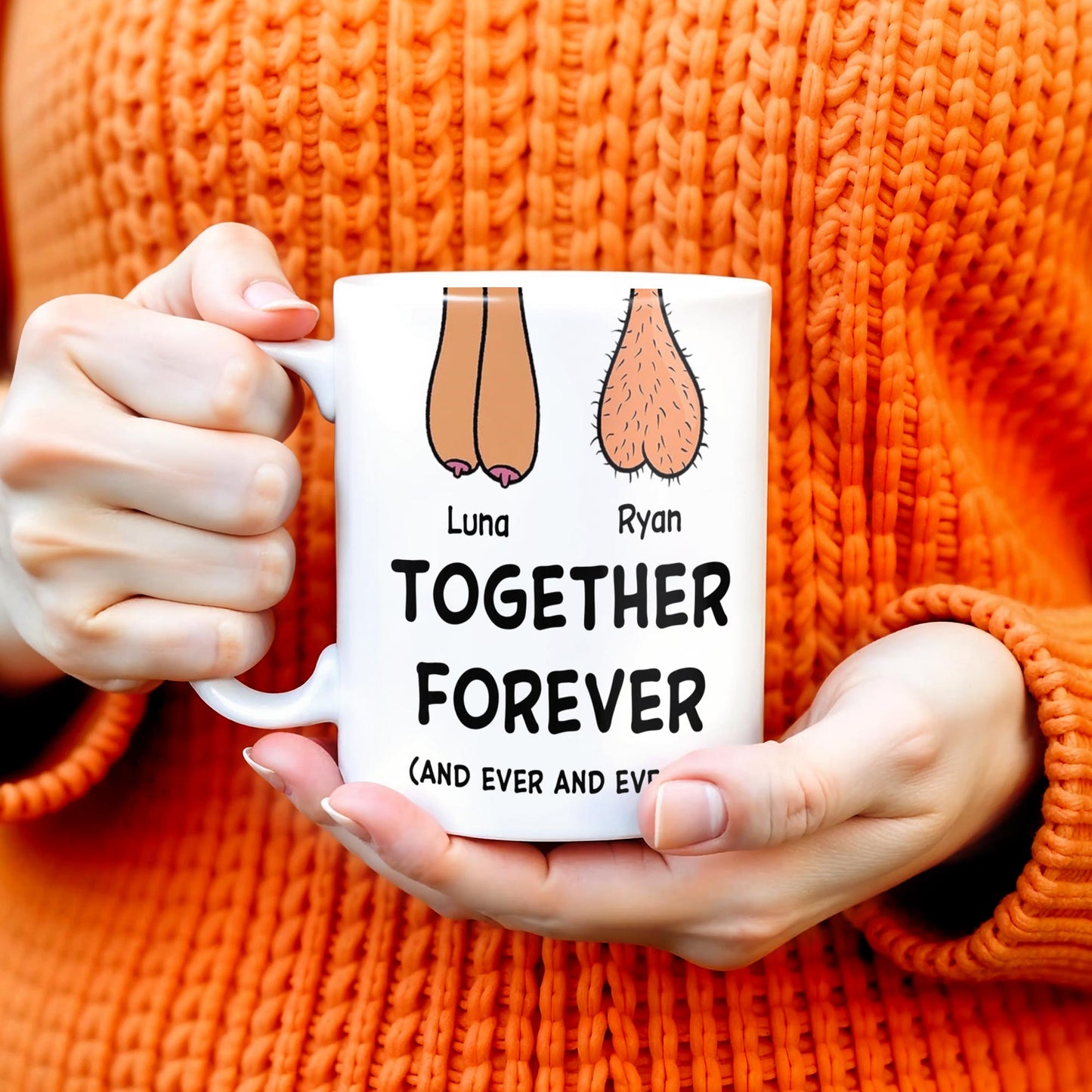 Together Forever Customizable Mug With Cute Feet Design