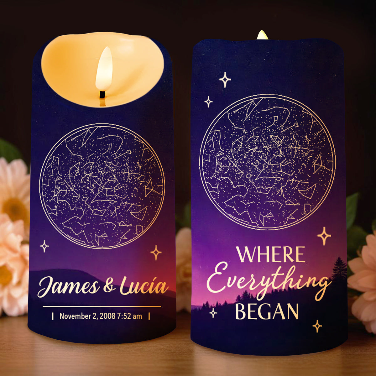 Where Everything Began, Constellation Map Design - Personalized Custom LED Candle - CPL206_LECA