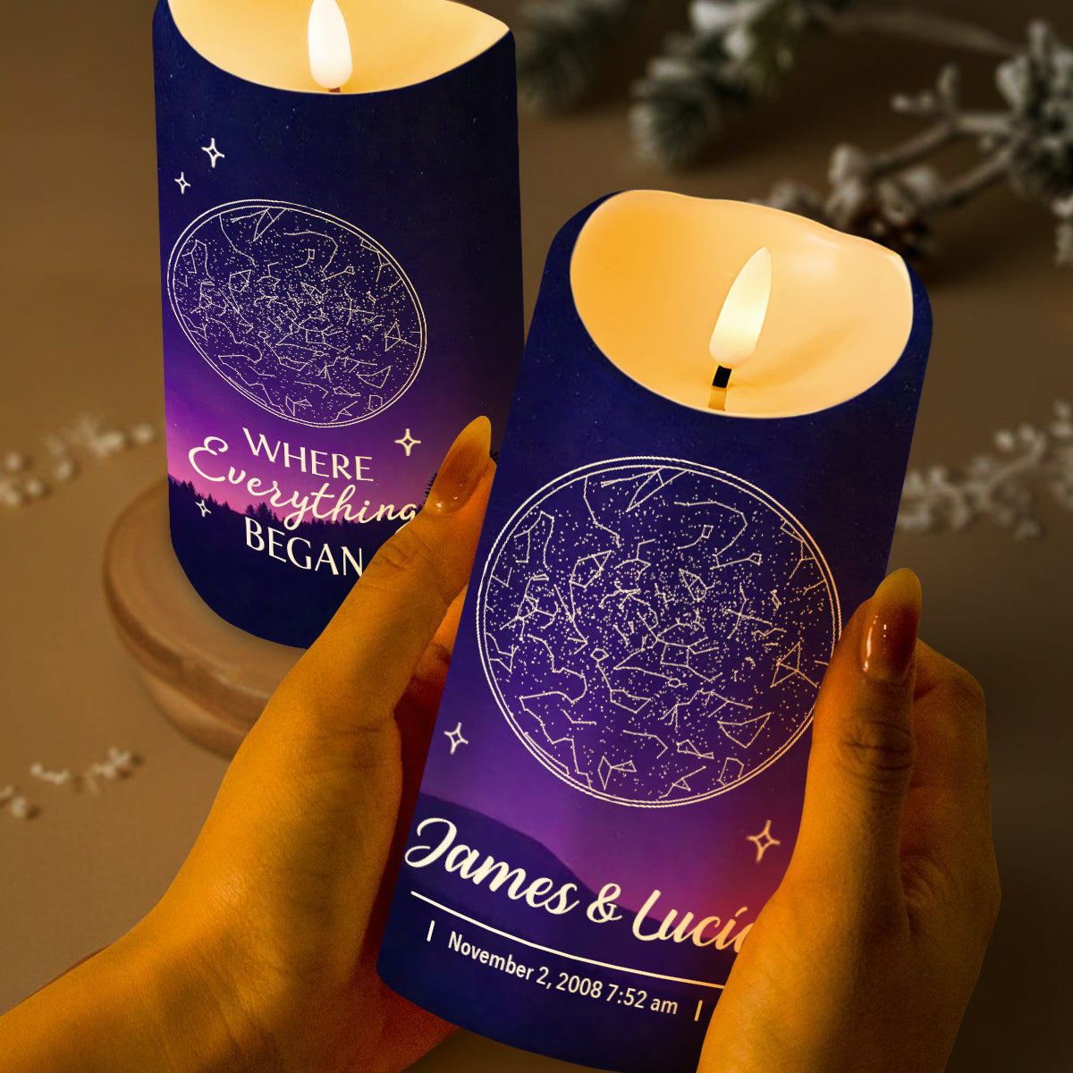 Where Everything Began, Constellation Map Design - Personalized Custom LED Candle - CPL206_LECA