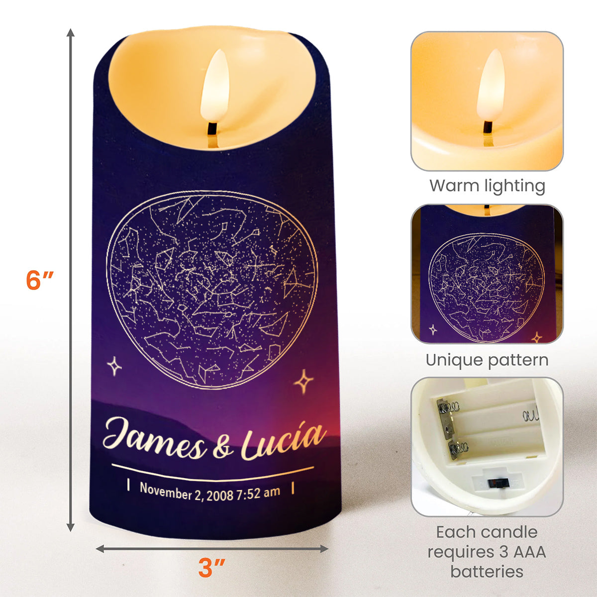 Where Everything Began, Constellation Map Design - Personalized Custom LED Candle - CPL206_LECA
