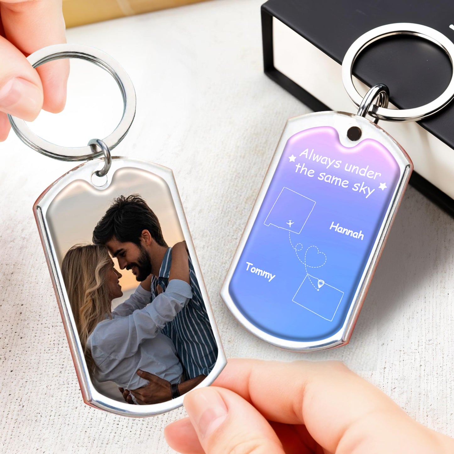 Always Under The Same Sky Connecting States - Personalized Custom Keychain - CPL207_KCH