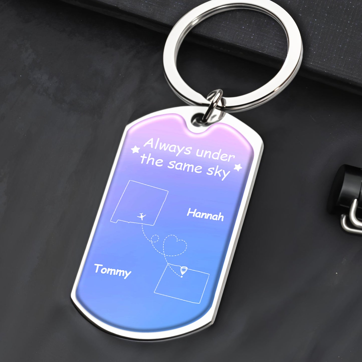 Always Under The Same Sky Connecting States - Personalized Custom Keychain - CPL207_KCH