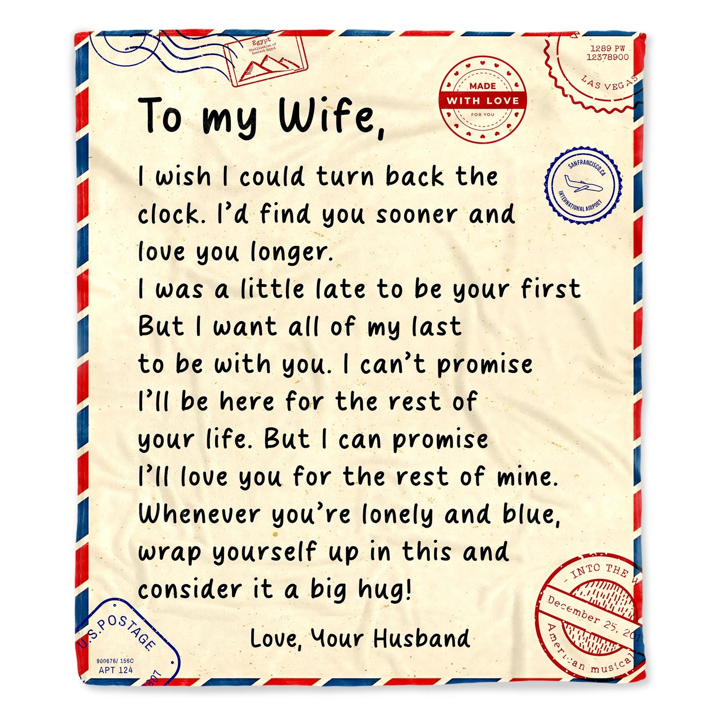 Turn Back The Clock Love Message For Wife With Postage Stamps
