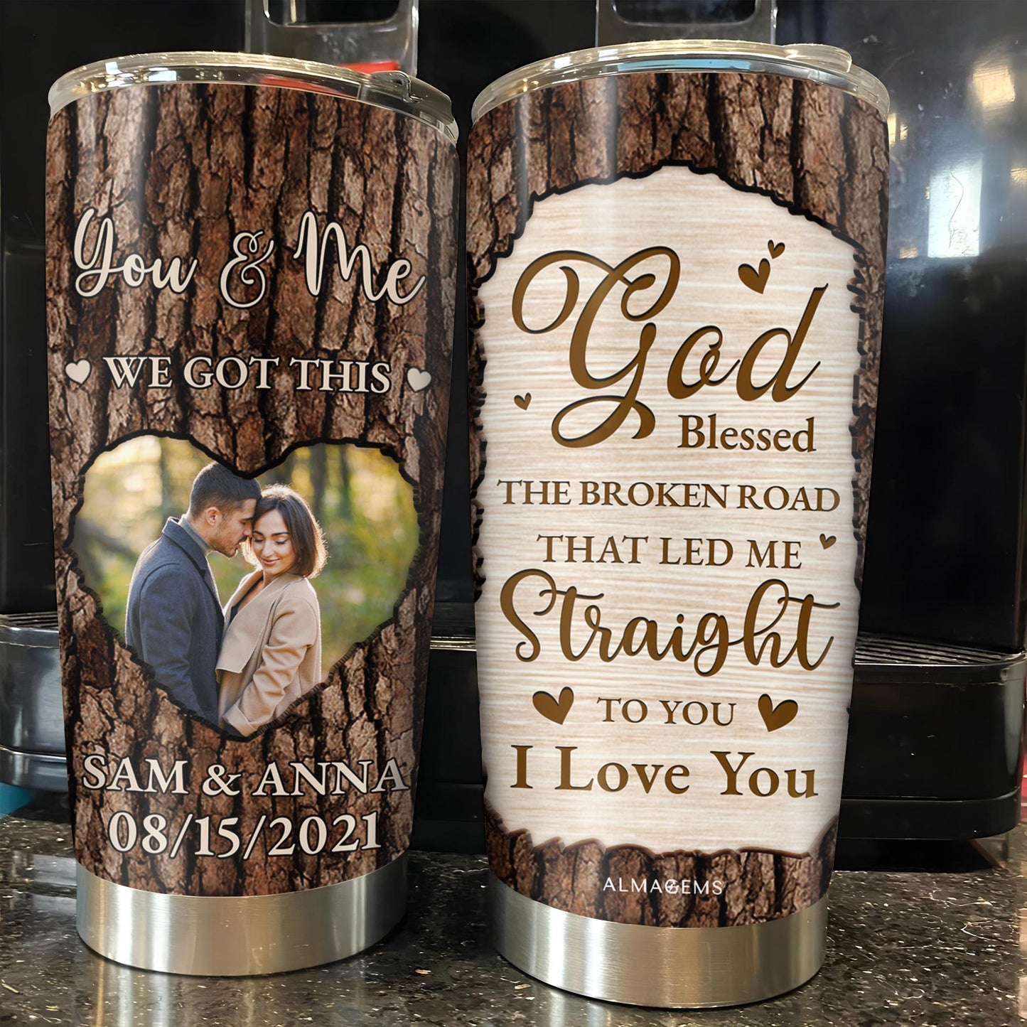 God Blessed The Broken Road, Heart & Bark Texture Design