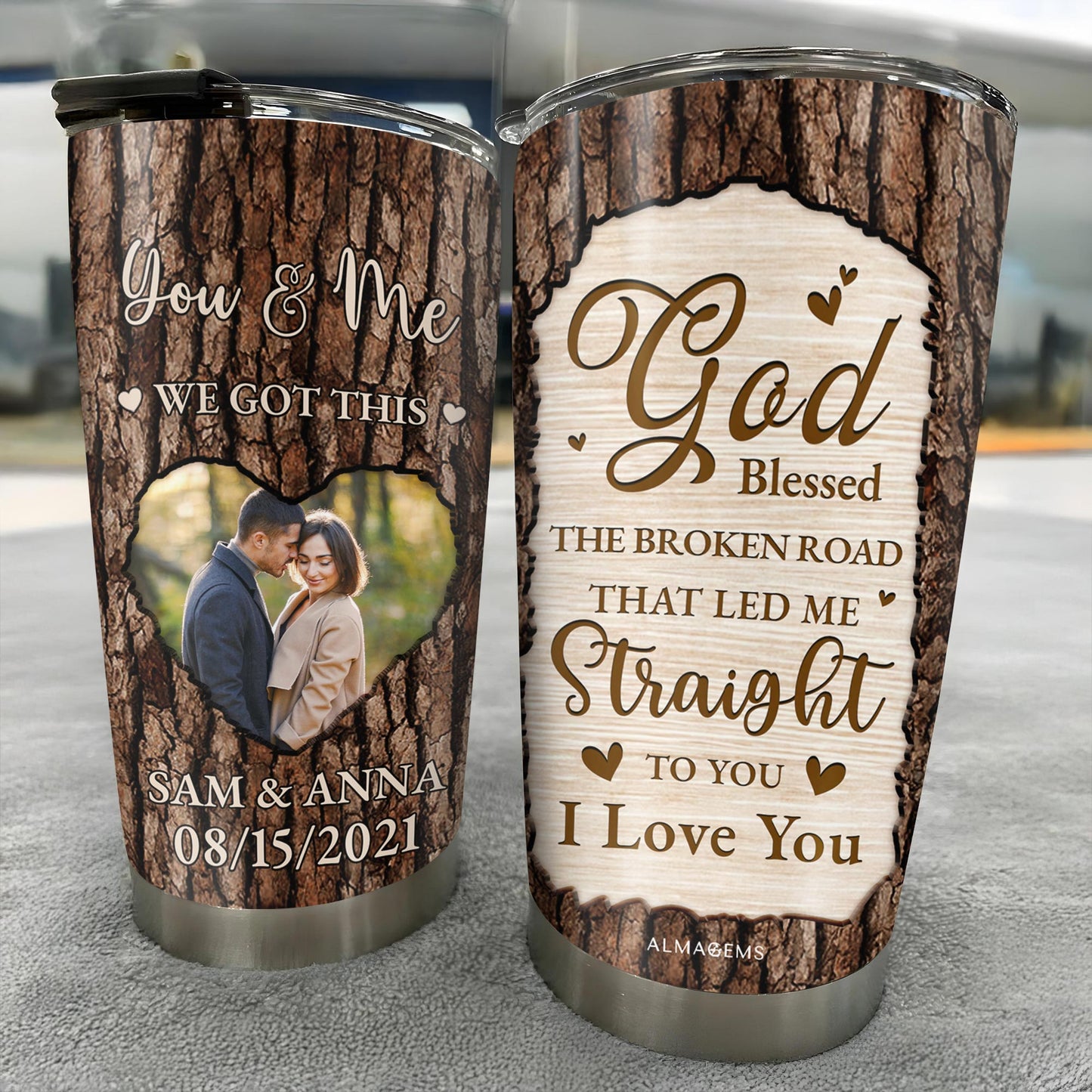 God Blessed The Broken Road, Heart & Bark Texture Design