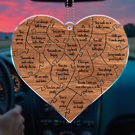 Heart Puzzle Custom Acrylic Ornament For Couples
