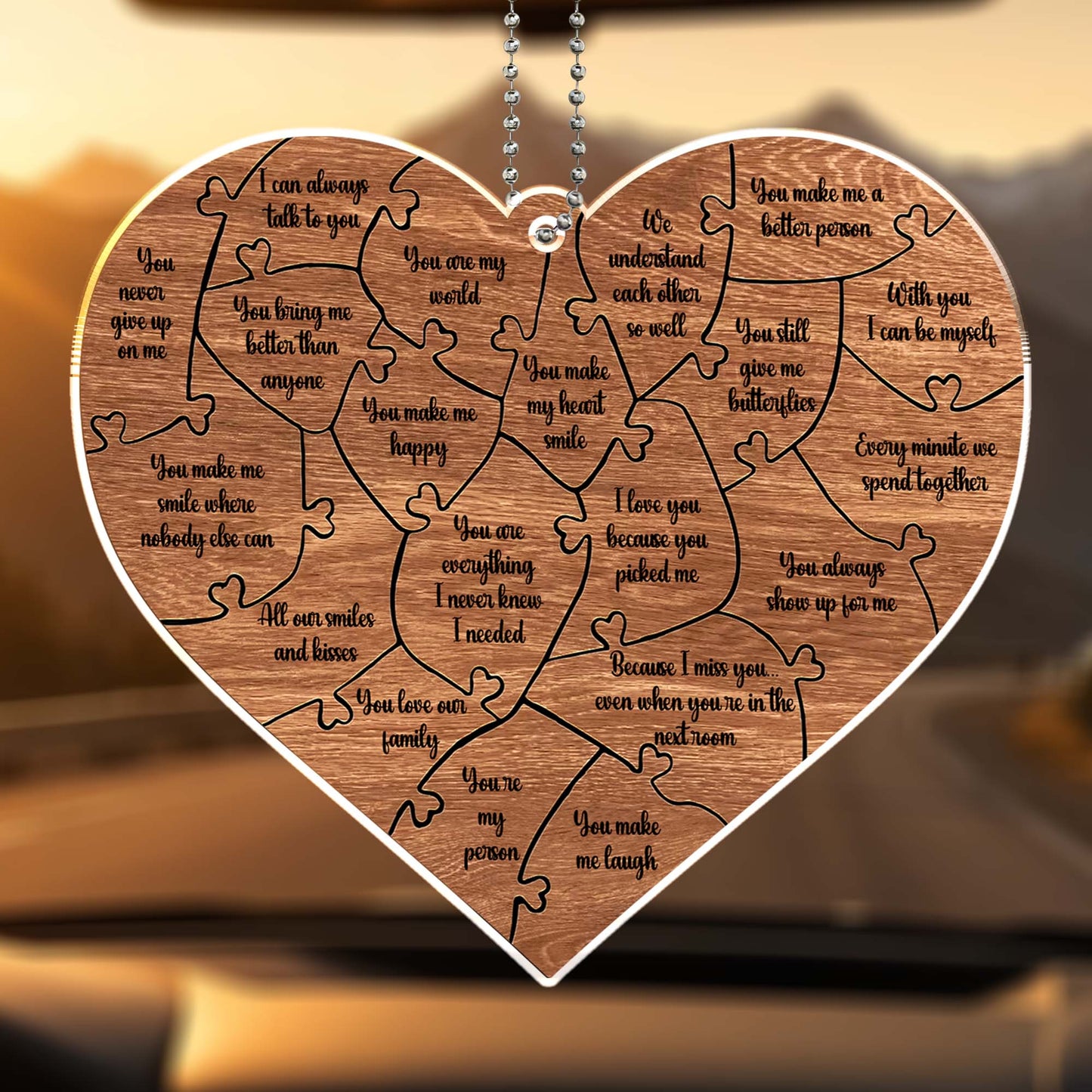 Heart Puzzle Custom Acrylic Ornament For Couples