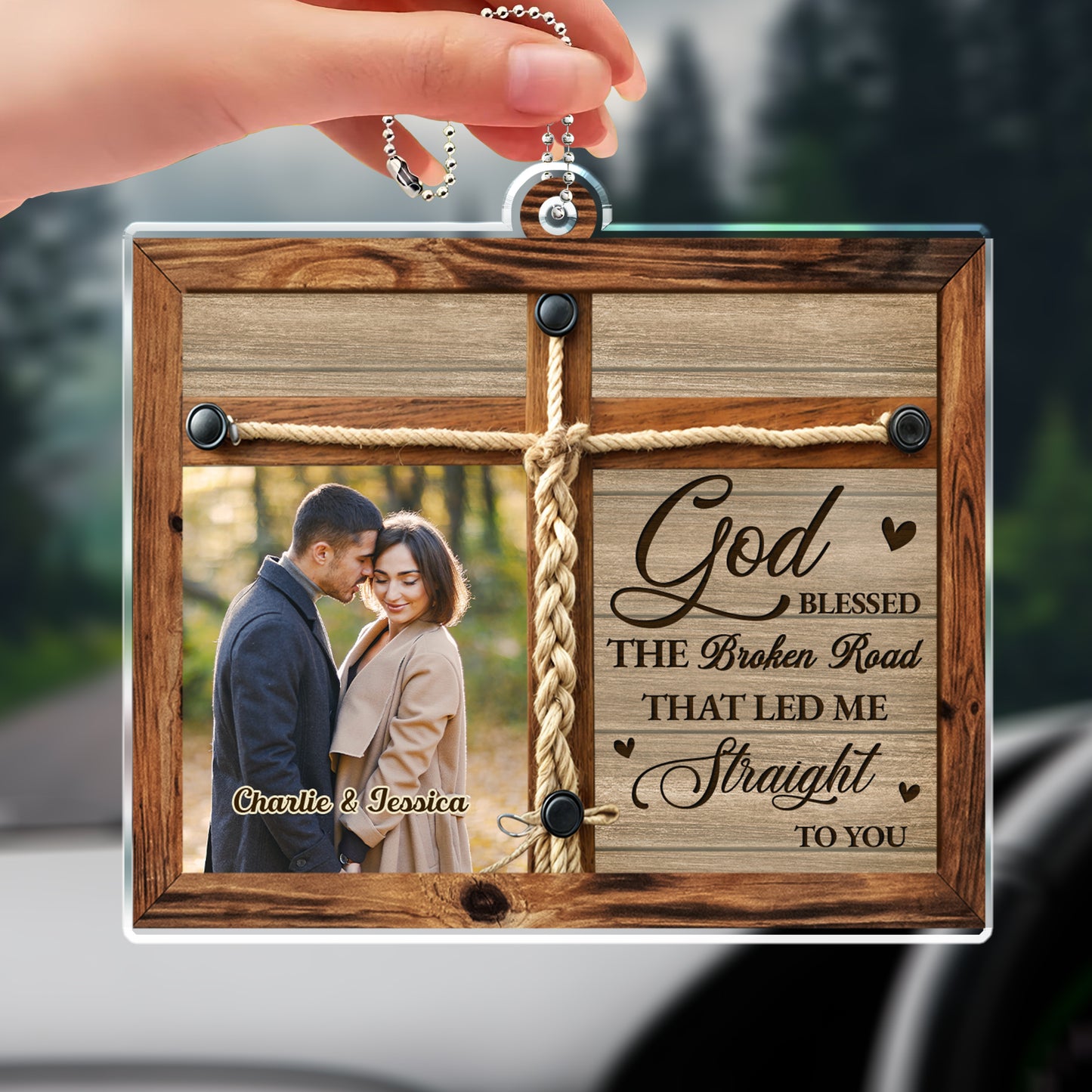 God Blessed The Broken Road Custom Ornament With Photo