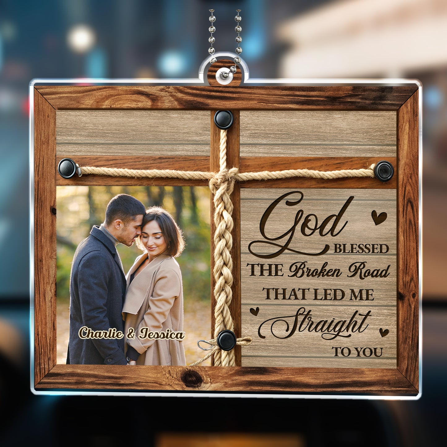 God Blessed The Broken Road Custom Ornament With Photo