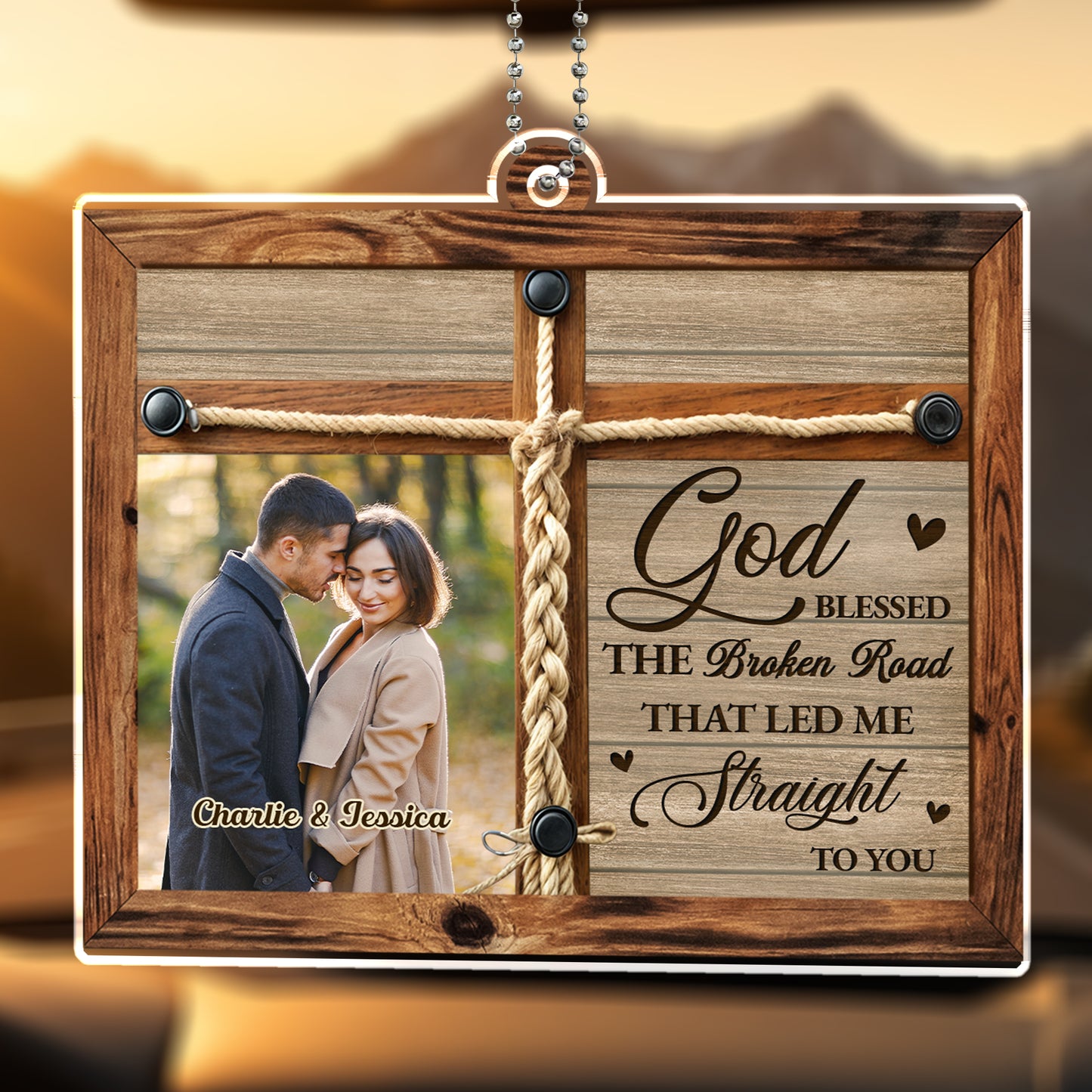 God Blessed The Broken Road Custom Ornament With Photo