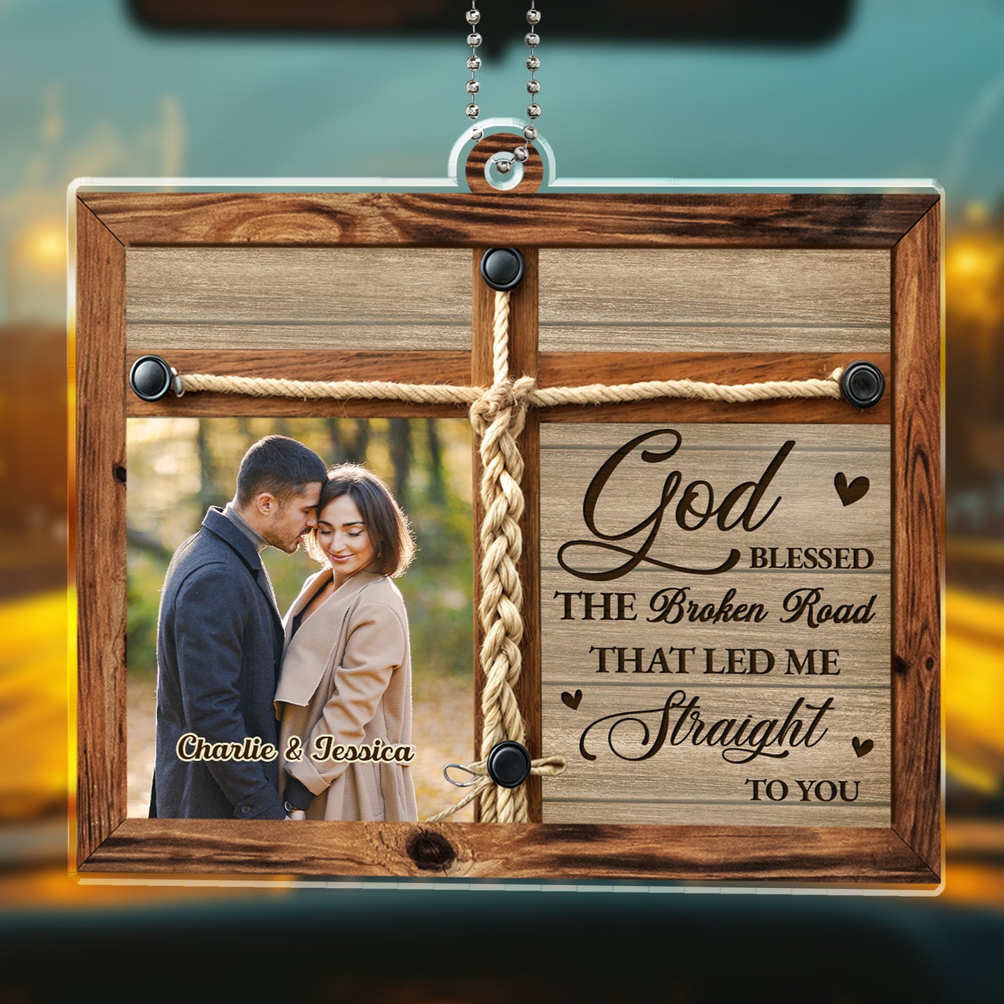 God Blessed The Broken Road Custom Ornament With Photo