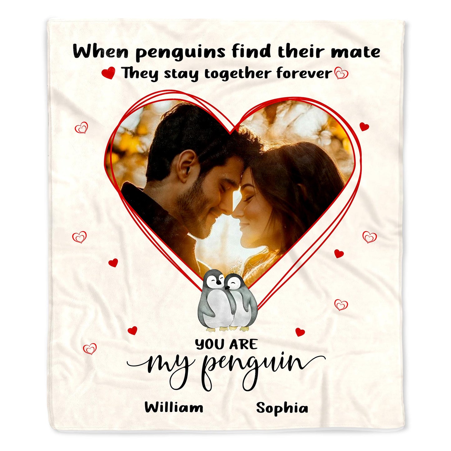 Penguin Couple Forever Love Throw Blanket