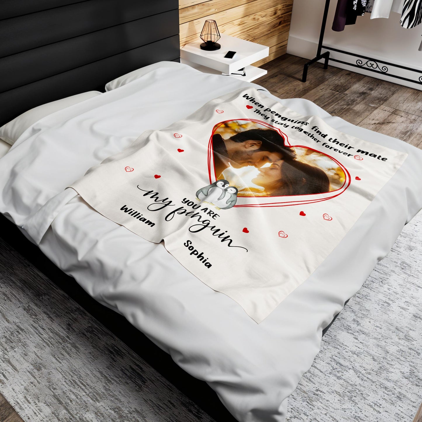 Penguin Couple Forever Love Throw Blanket
