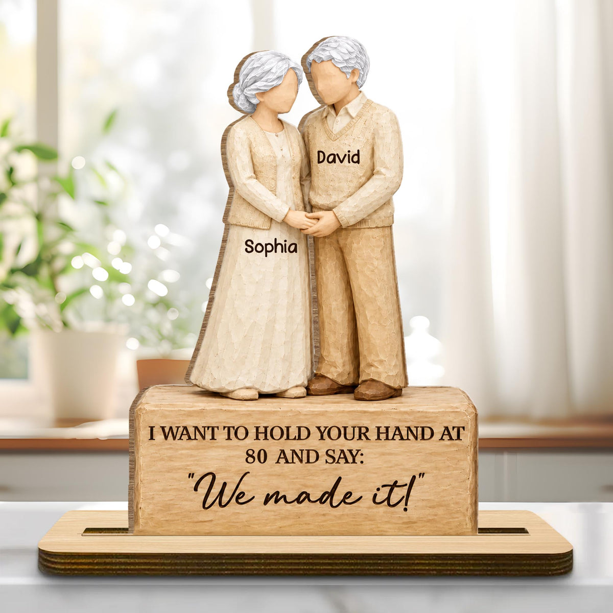 I Want To Hold Your Hand, We Made It, Holding Hands Couple - Personalized Custom 2-Layer Wood Plaque With Flat Base - CPL2247_WPLA