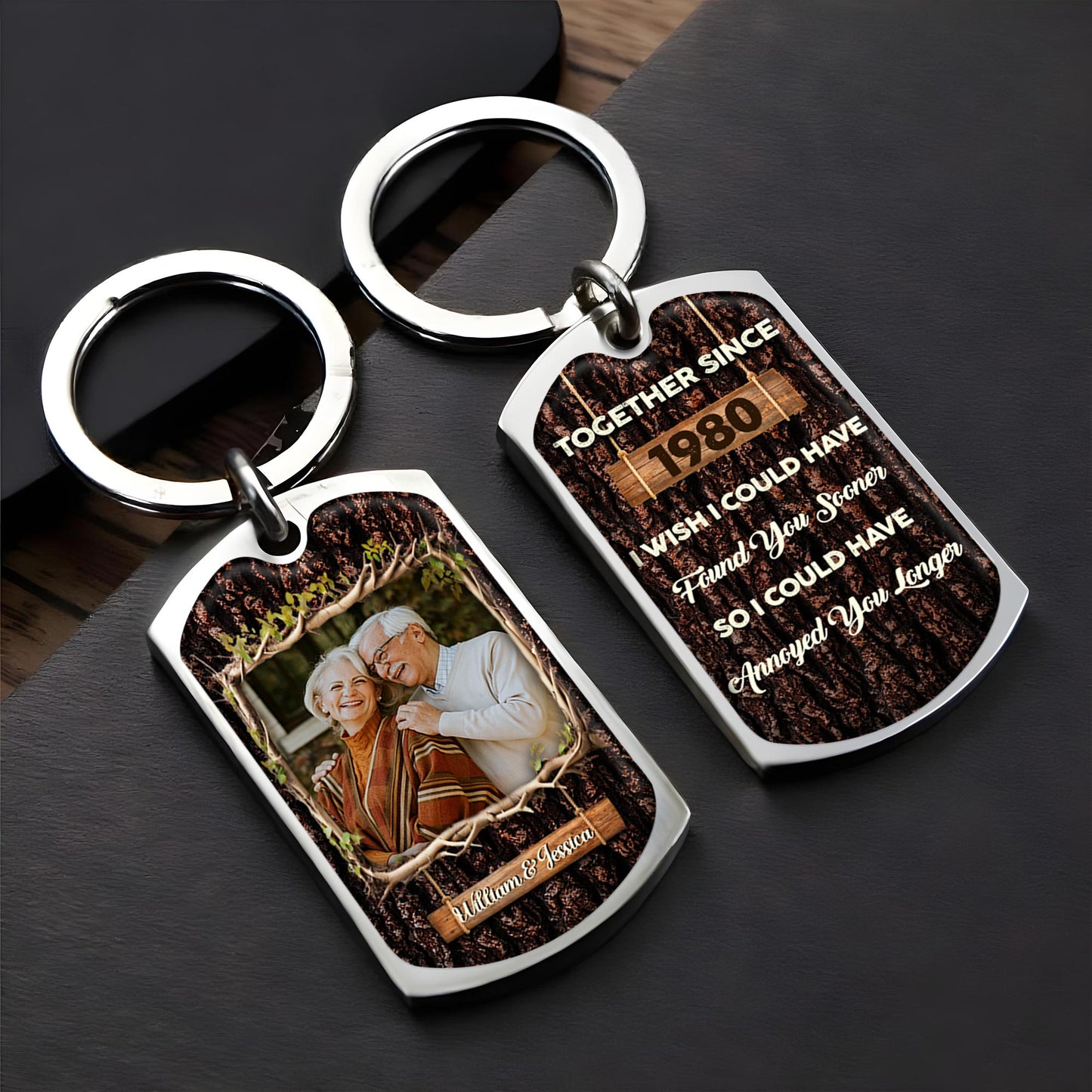 Together Since 1980 Wood Texture Love Message
