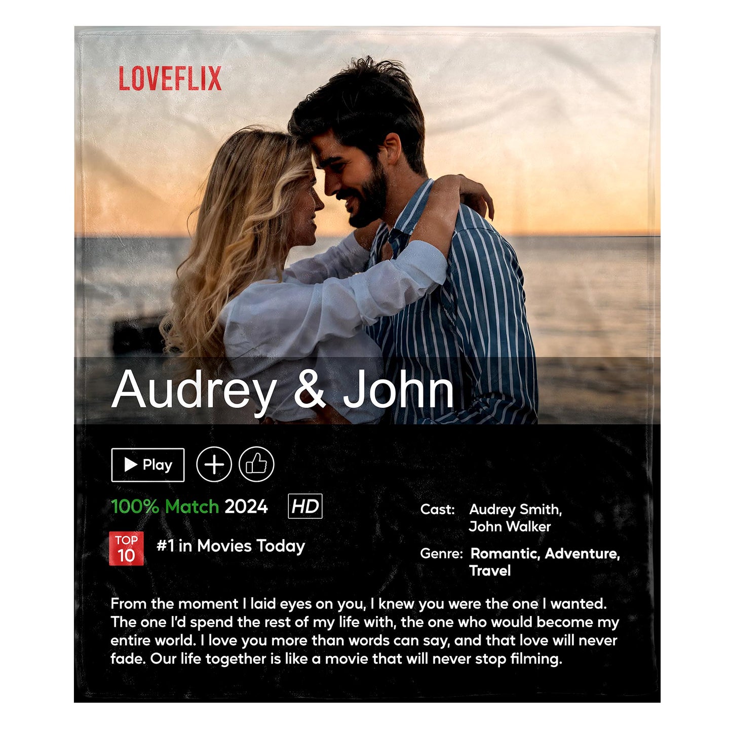 Our Love Is Like A Never-Ending Movie Custom Blanket