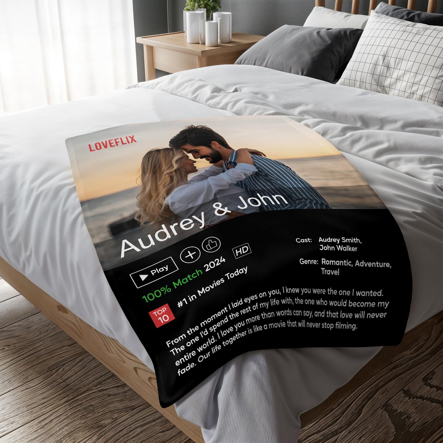 Our Love Is Like A Never-Ending Movie Custom Blanket