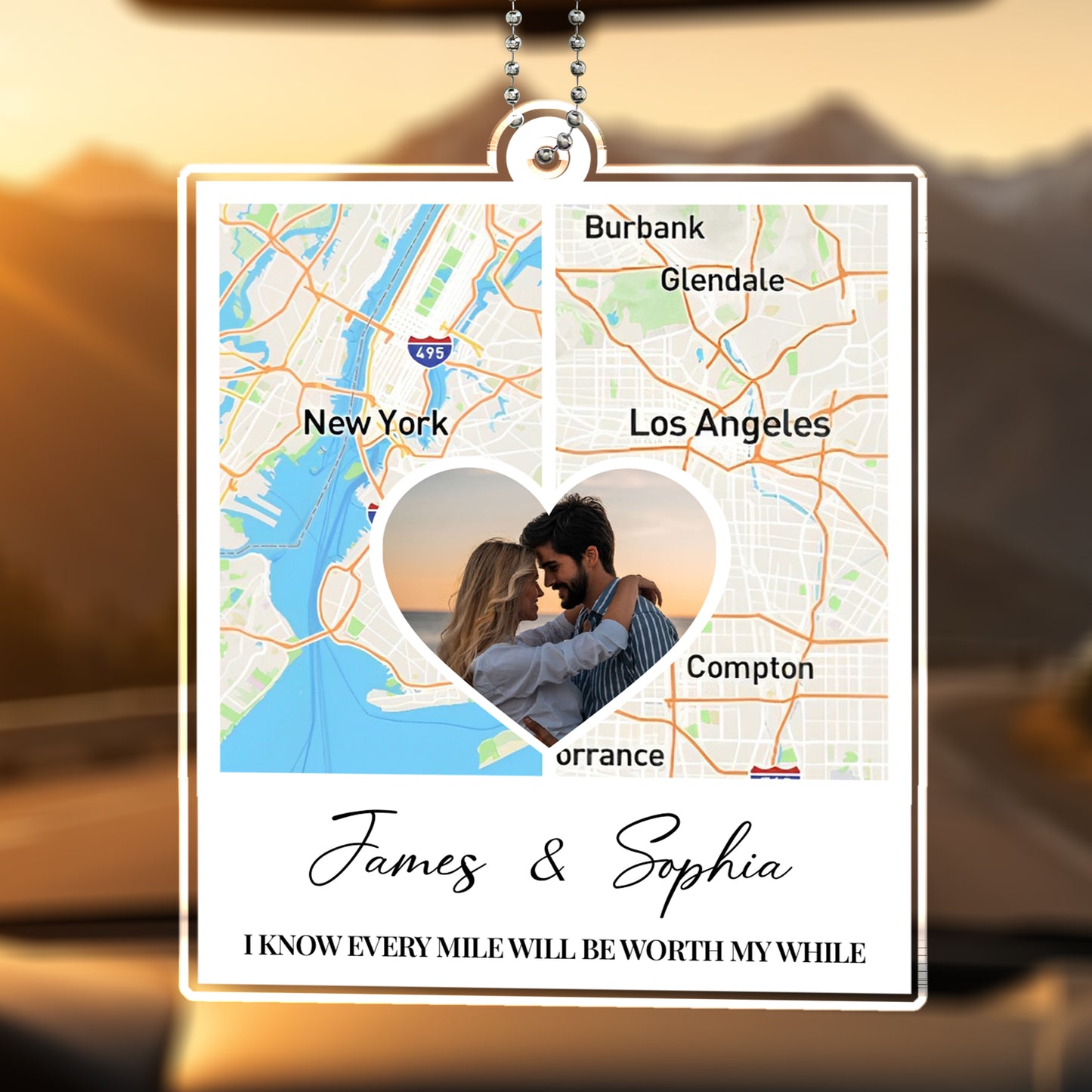Every Mile Worthwhile Map And Couple Ornament