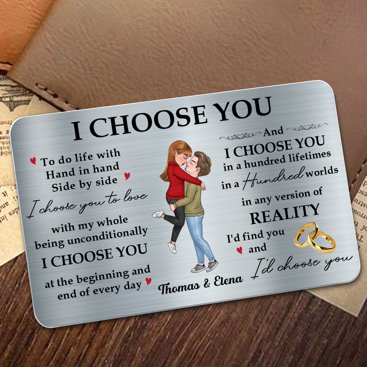 Hand In Hand Side By Side, I Choose You Quote With Couple And Rings