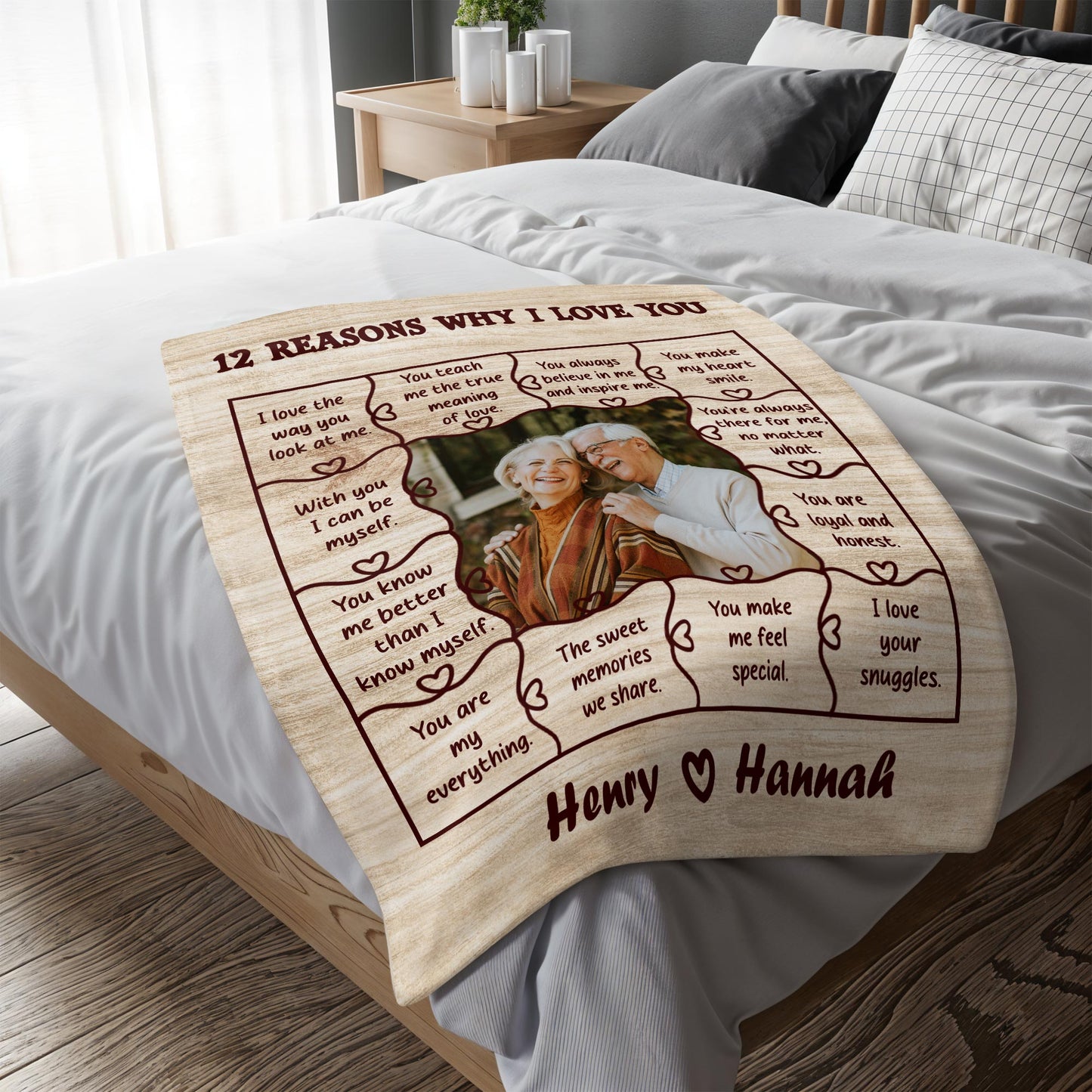 12 Reasons Why I Love You, Sweet Memories And Heartfelt Quotes Blanket