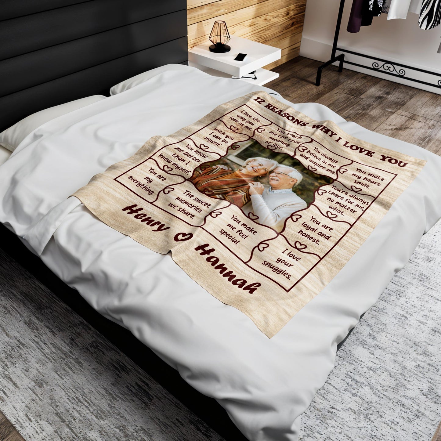 12 Reasons Why I Love You, Sweet Memories And Heartfelt Quotes Blanket