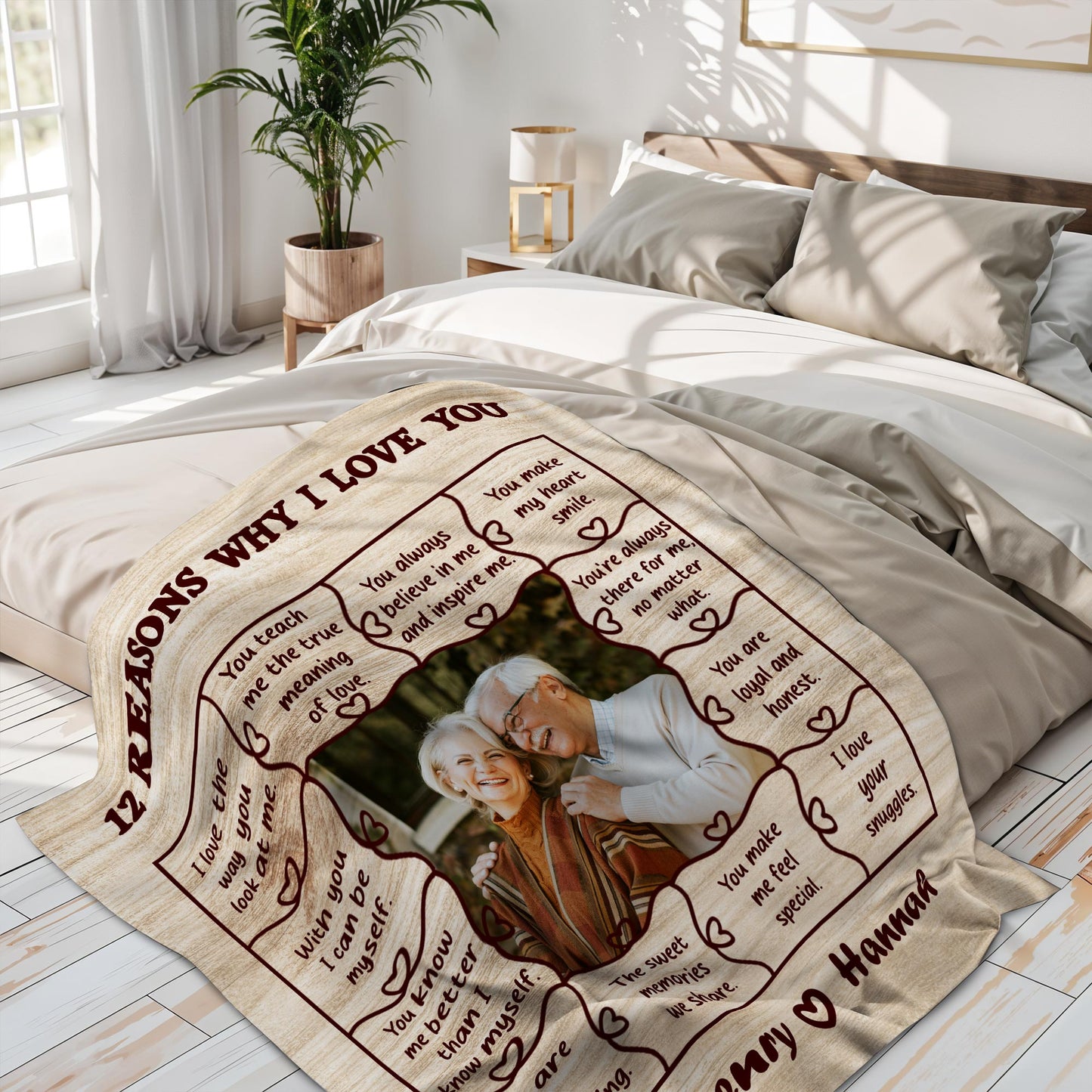 12 Reasons Why I Love You, Sweet Memories And Heartfelt Quotes Blanket