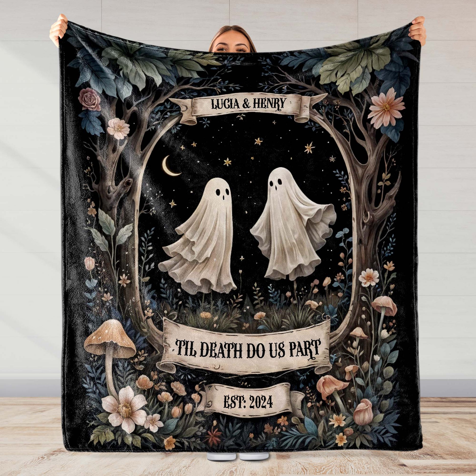 'Til Death Do Us Part Ghosts and Flowers Design