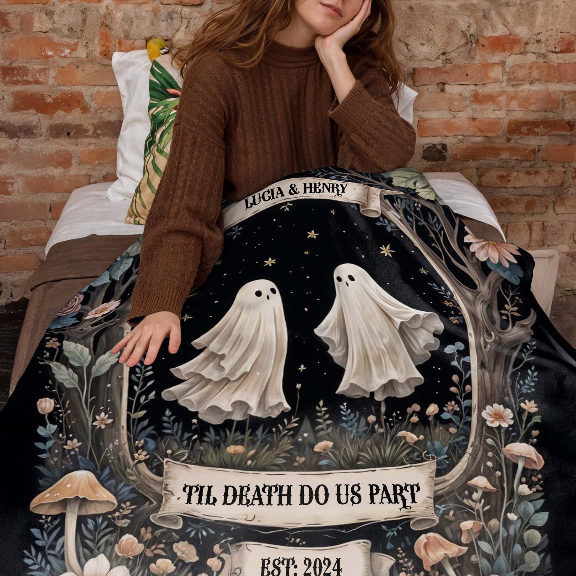 'Til Death Do Us Part Ghosts and Flowers Design