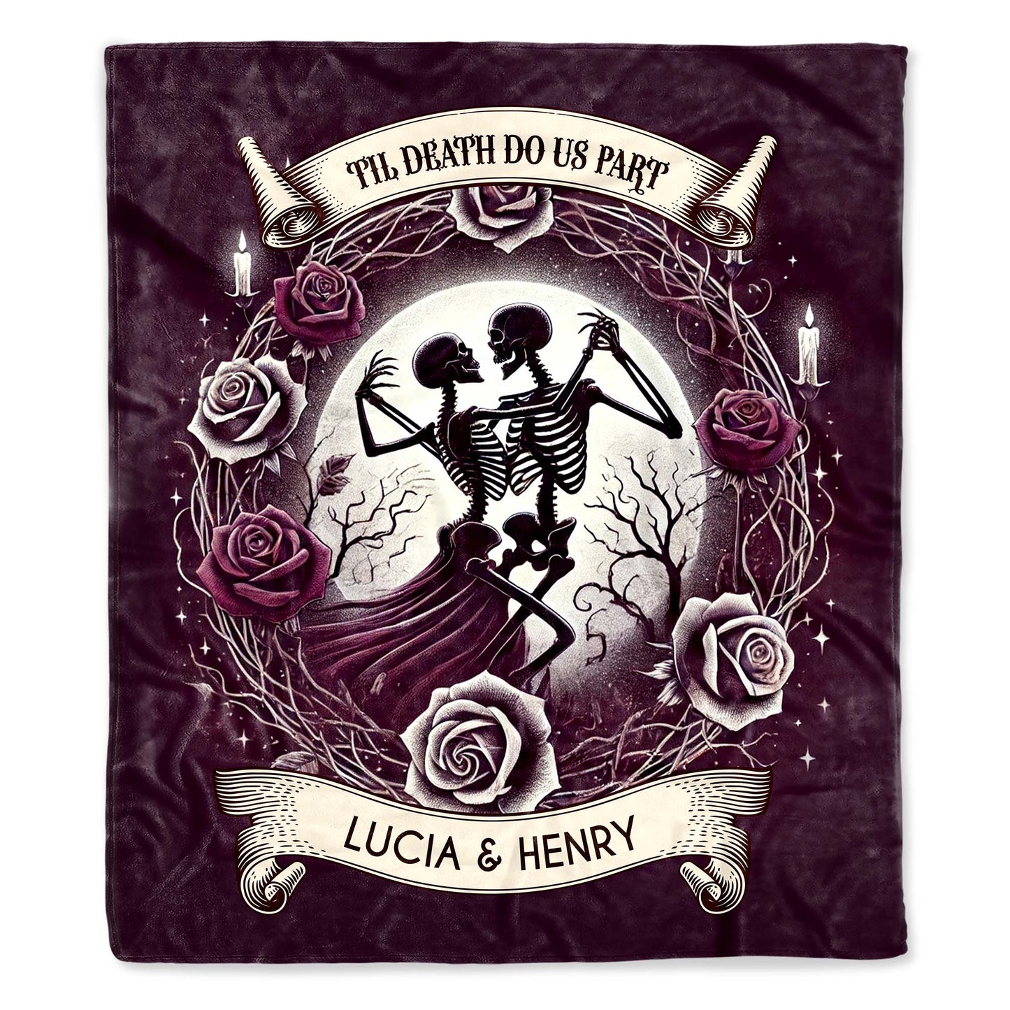 'Til Death Do Us Part' Skeletons And Roses Blanket