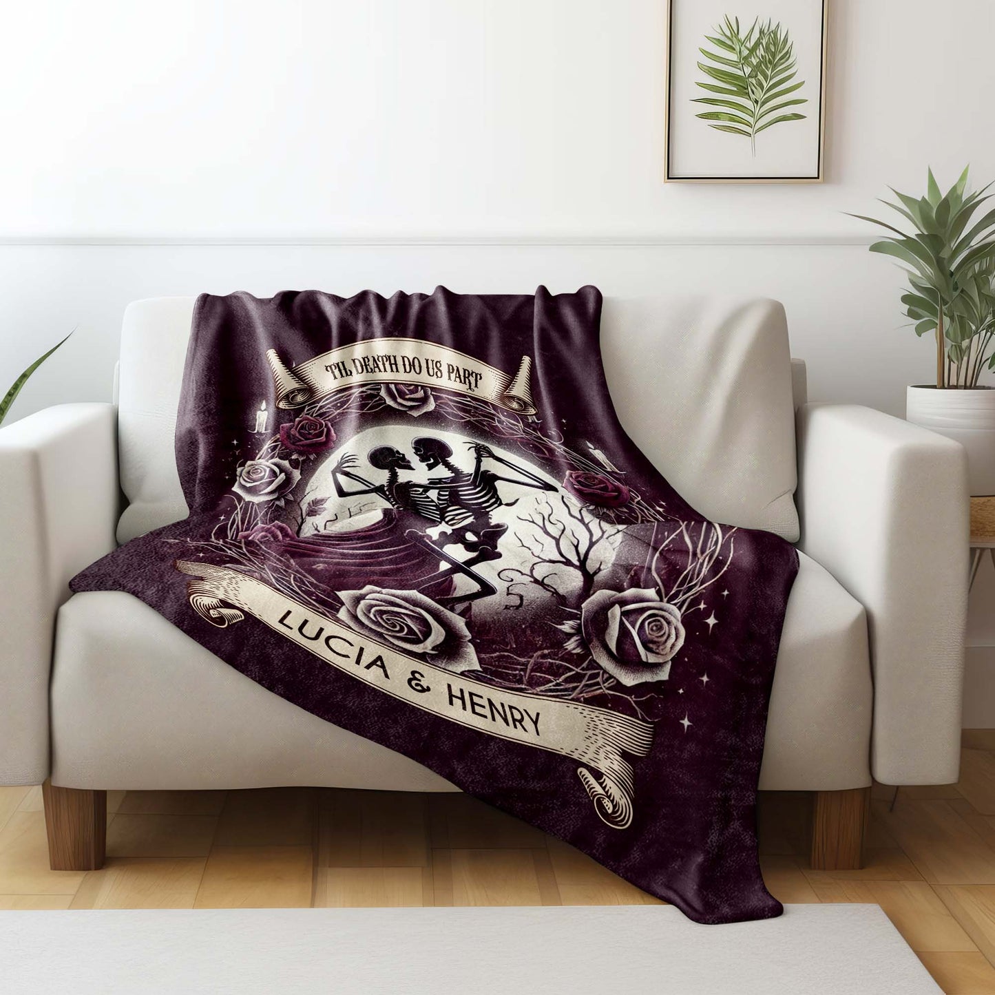 'Til Death Do Us Part' Skeletons And Roses Blanket